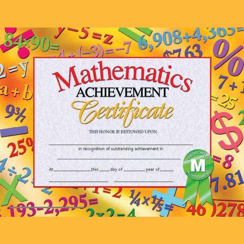 Hayes Mathematics Achievement Certificate, 11 x 8-1/2 inches, Paper, pk of 30
