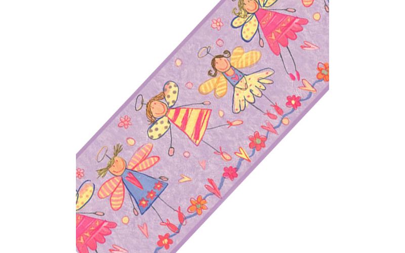Purple Fairy Princess Angels Prepasted Wall Border Roll - Surestrip..