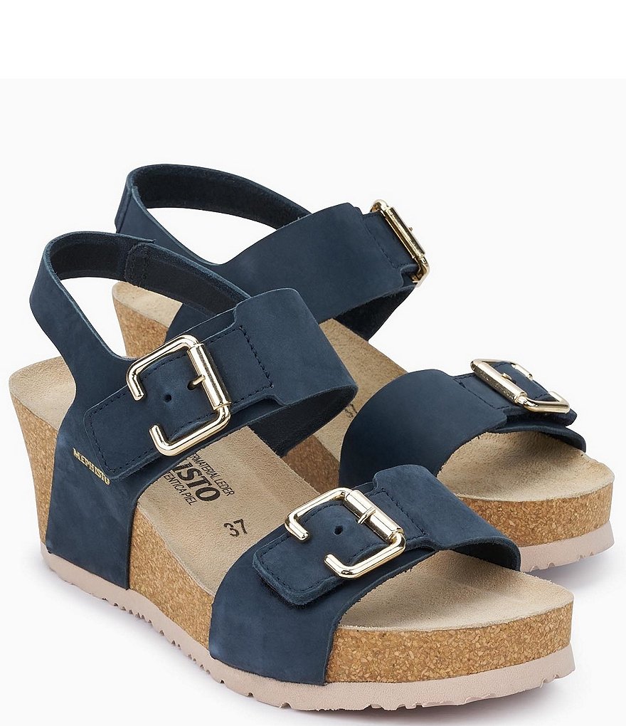 Mephisto Lissandra Leather & Cork Wedge Sandals