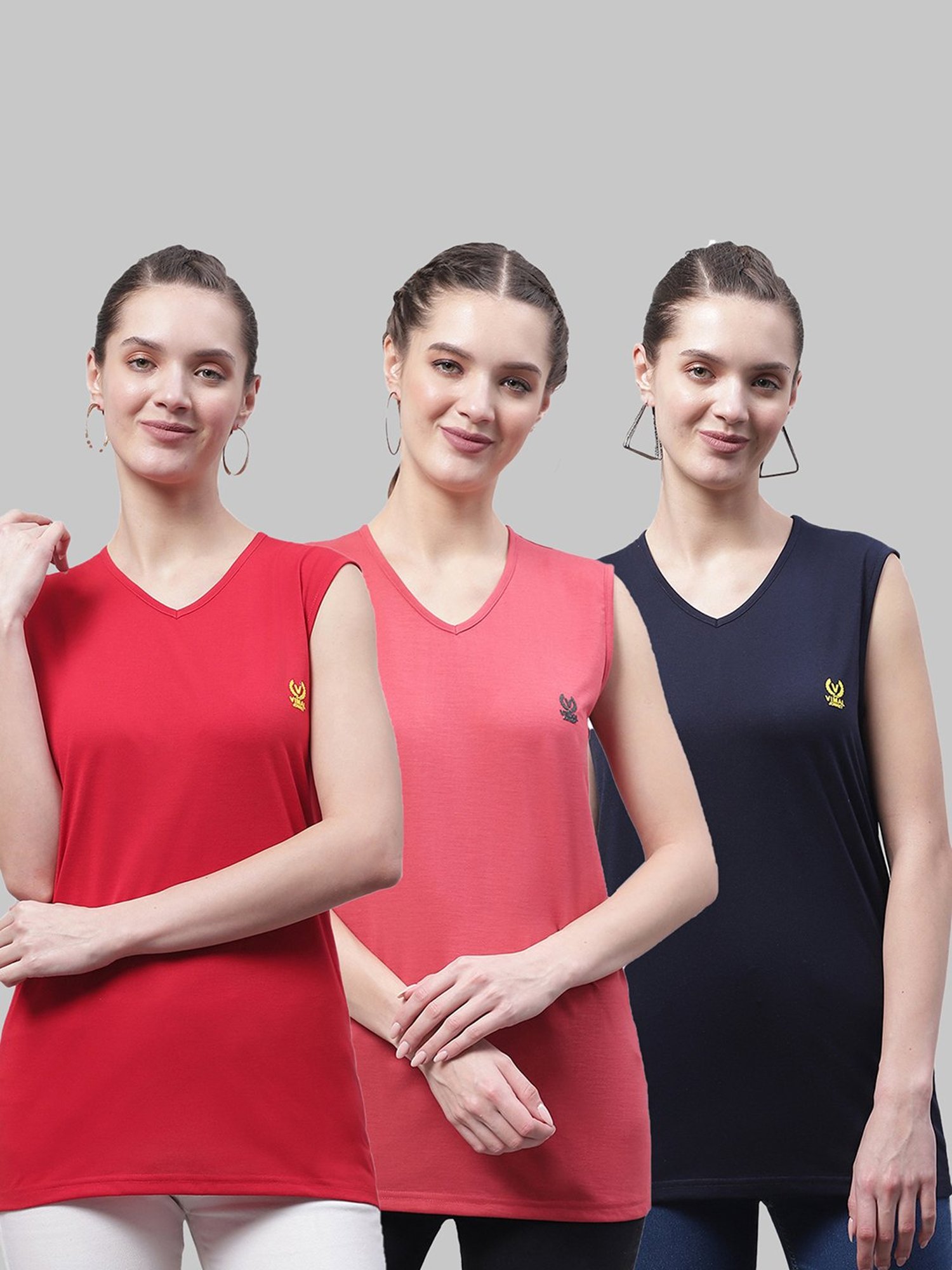 Vimal Jonney Multicolor Cotton T-Shirt - Pack of 3