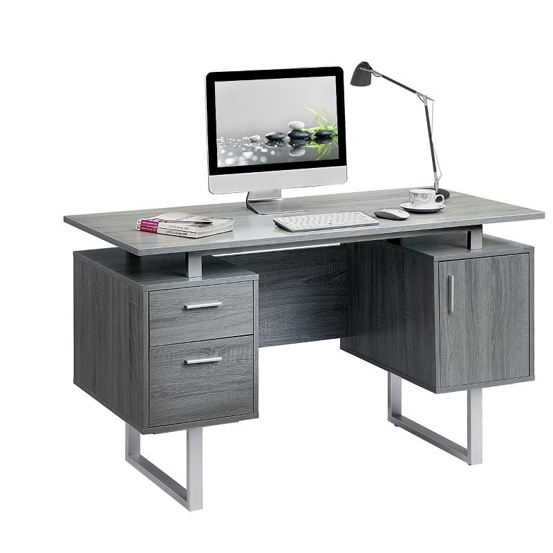 Modern Office Desk with Storage Gray - Techni Mobili