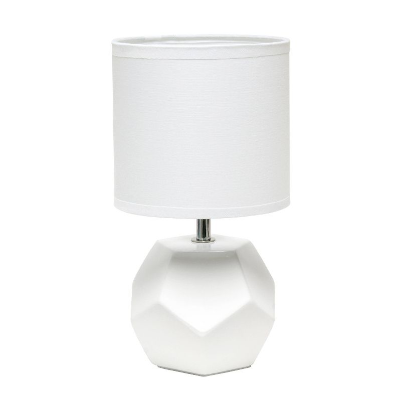 Round Prism Mini Table Lamp with Matching Fabric Shade White - Simple Designs