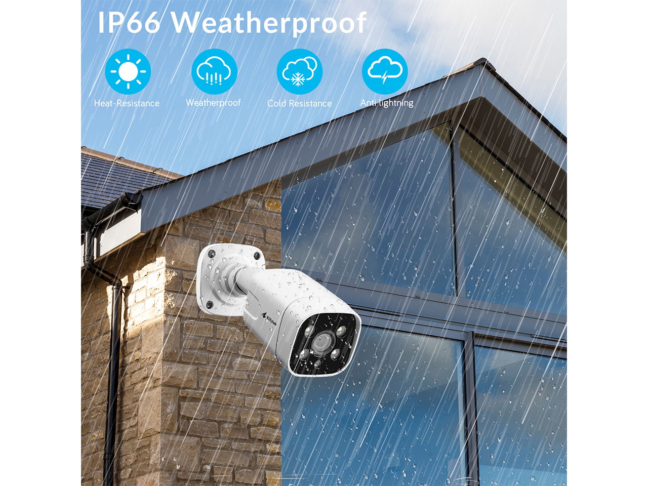 Kittyhok 8CH 2K POE Outdoor Camera Security System Home Surveillance Cameras 4Pcs Wired Outdoor IP Camera with 1TB HDD, IP66 waterproof 2-Way Audio Floodlight Color Night Vision Humanbody Recognize