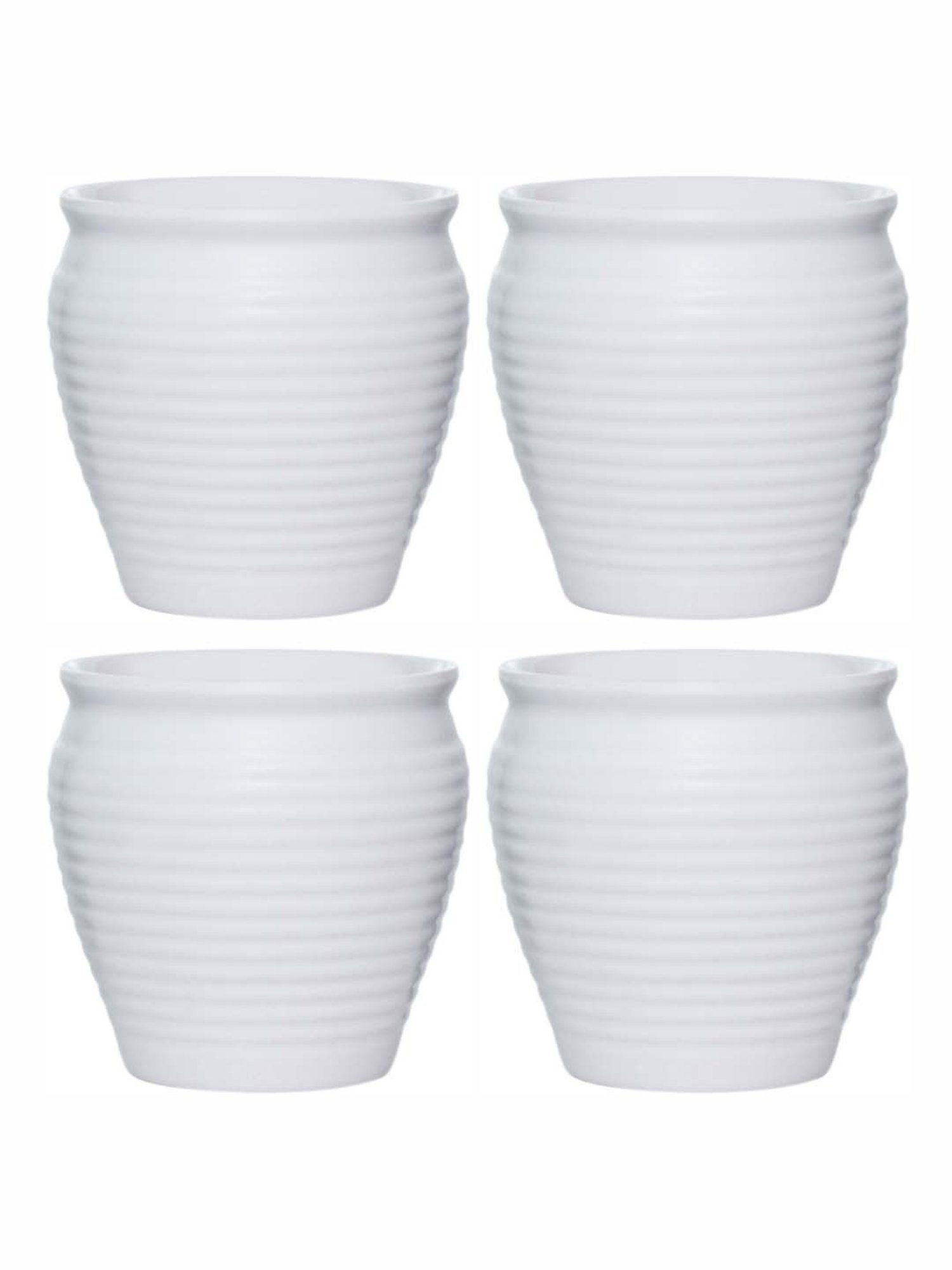 Servewell White Melamine Matte Kulhad Mugs (0.18 L) - Set of 4