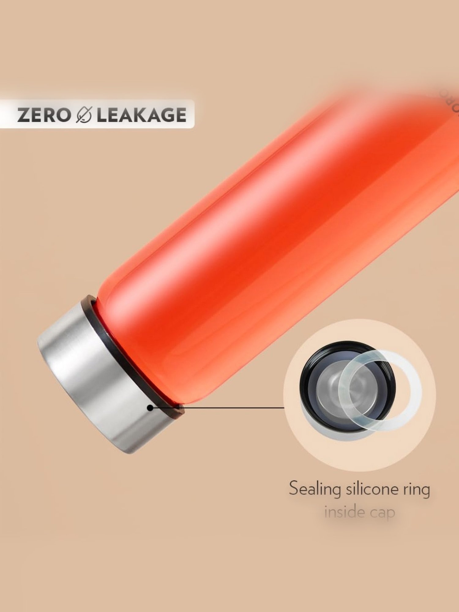 Borosil Water Bottle with Leakproof & Easy to Carry Set of 2 (Transparent, 750 ml)