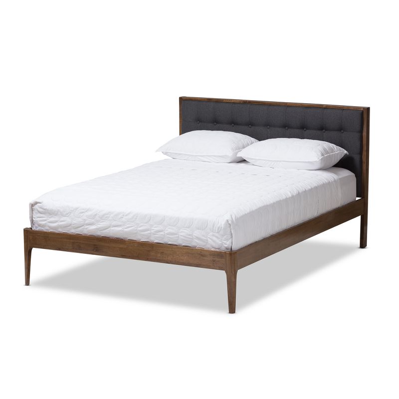 Jupiter Mid Tufted Platform Bed - Queen - Gray - Baxton Studio