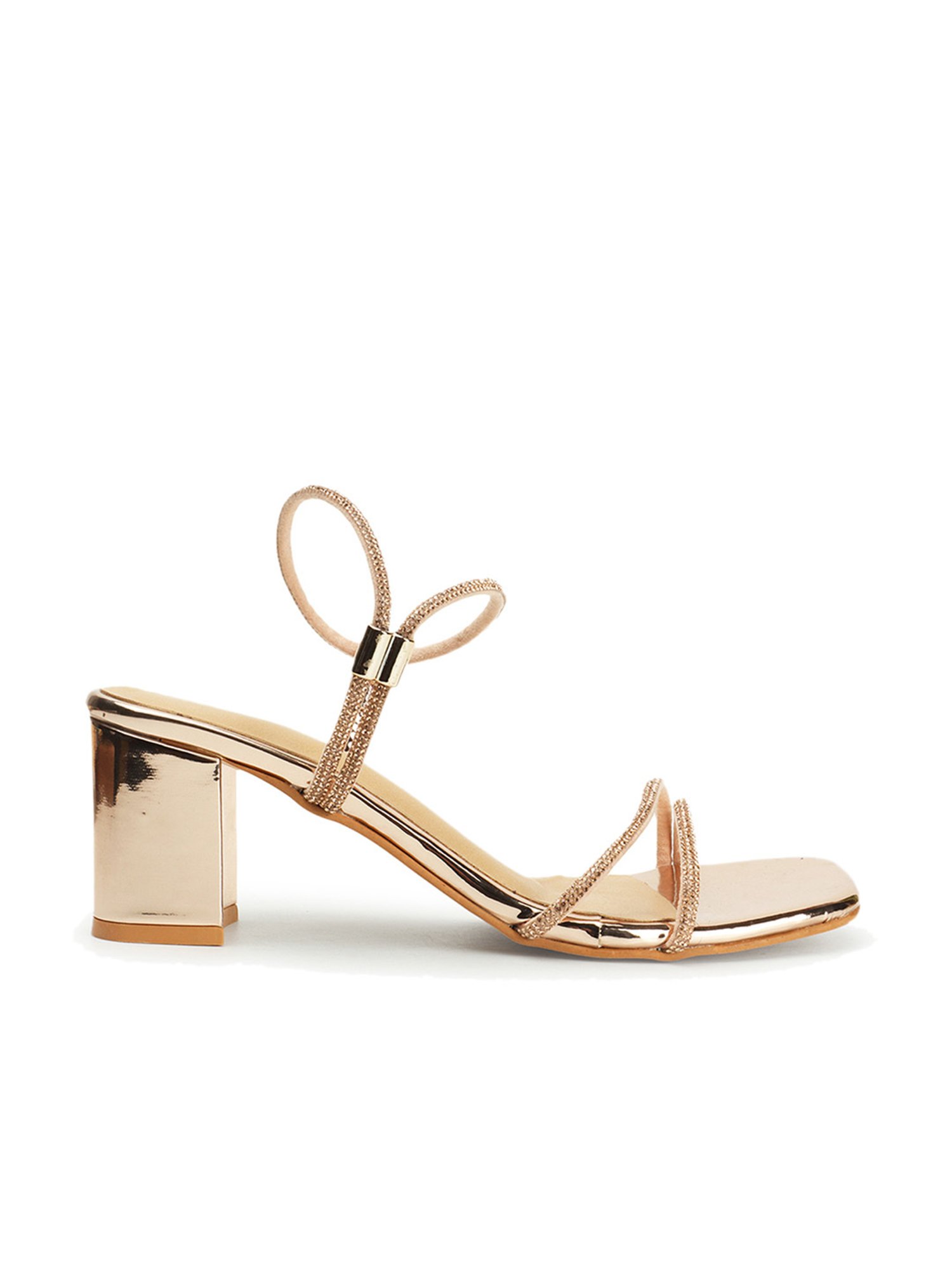 Iconics Women's Rose Gold Ankle Strap Sandals