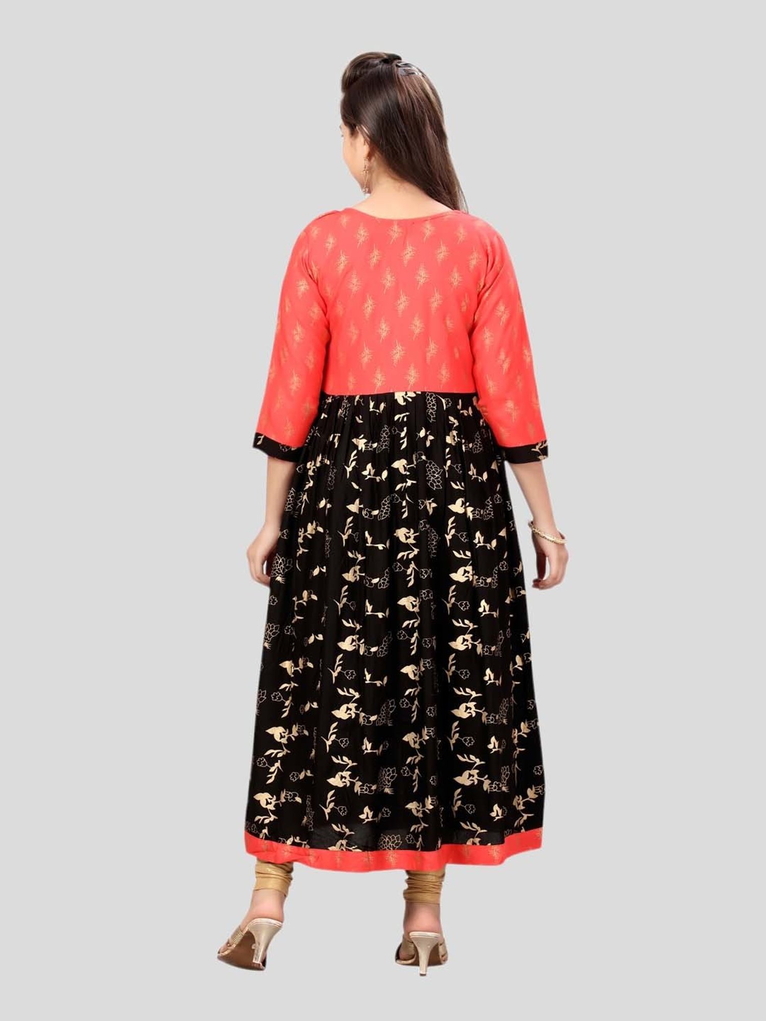 Aarika Kids Red & Black Cotton Printed Kurti
