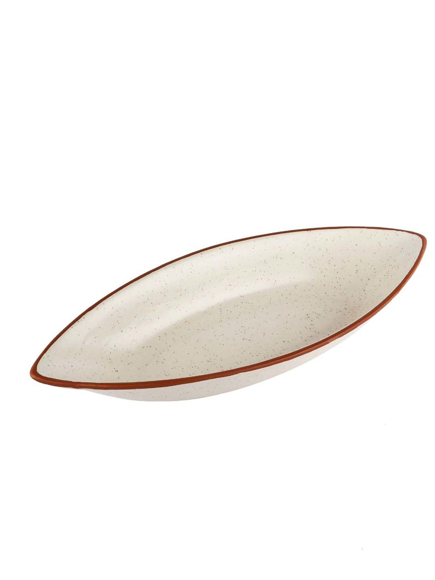 VarEesha Cinnamon White White & Brown Ceramic Serving Bowl (0.6 L)