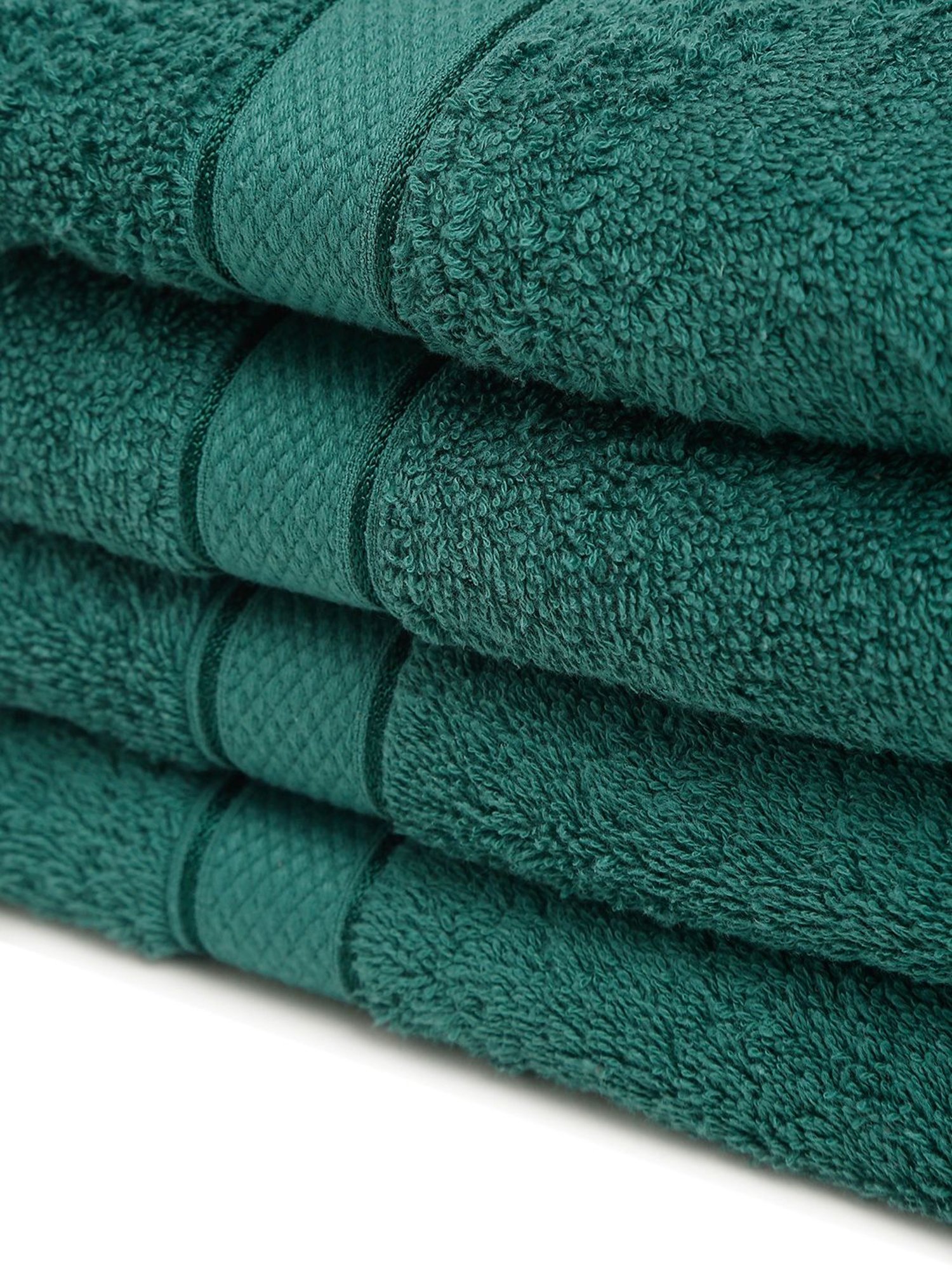 Creeva Dark Green 525 GSM Cotton Hand Towel Set of 4