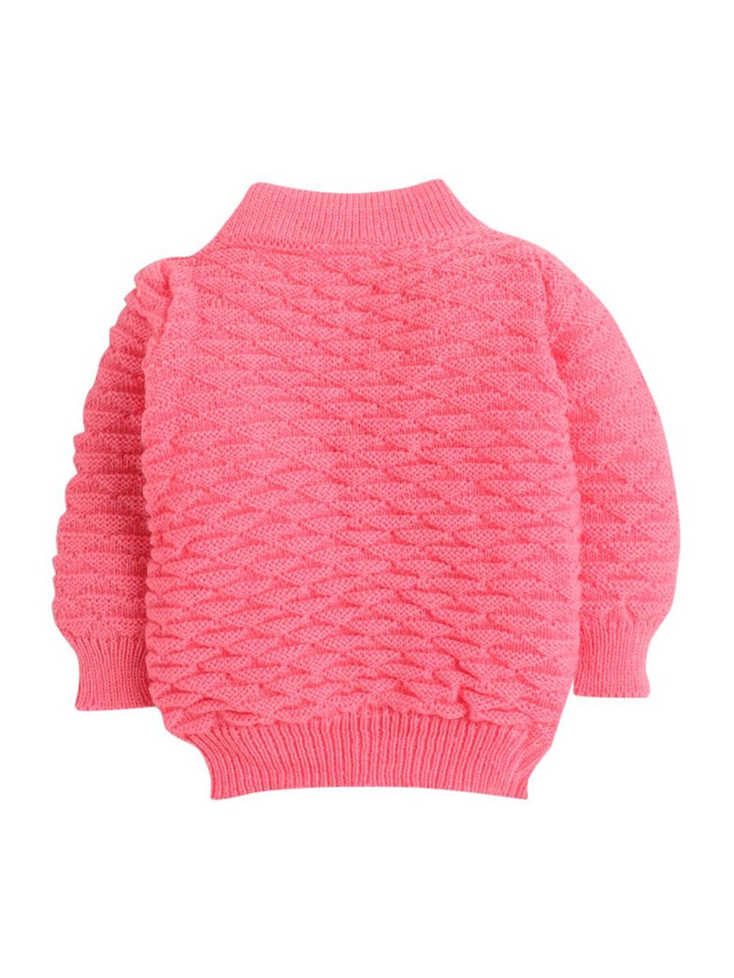 Little Angels Kids Pink Textured Pattern Full Sleeves Sweater Set