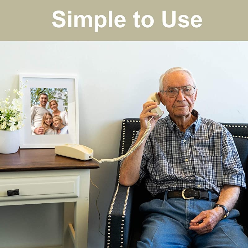 Corded Phone Senior Landline Phones for Home Home Phones for Seniors Hearing and Vision Impaired Loud Ringer Large Backlit Keypad Voice Amplification Wall Mount Ready Bone Ivory