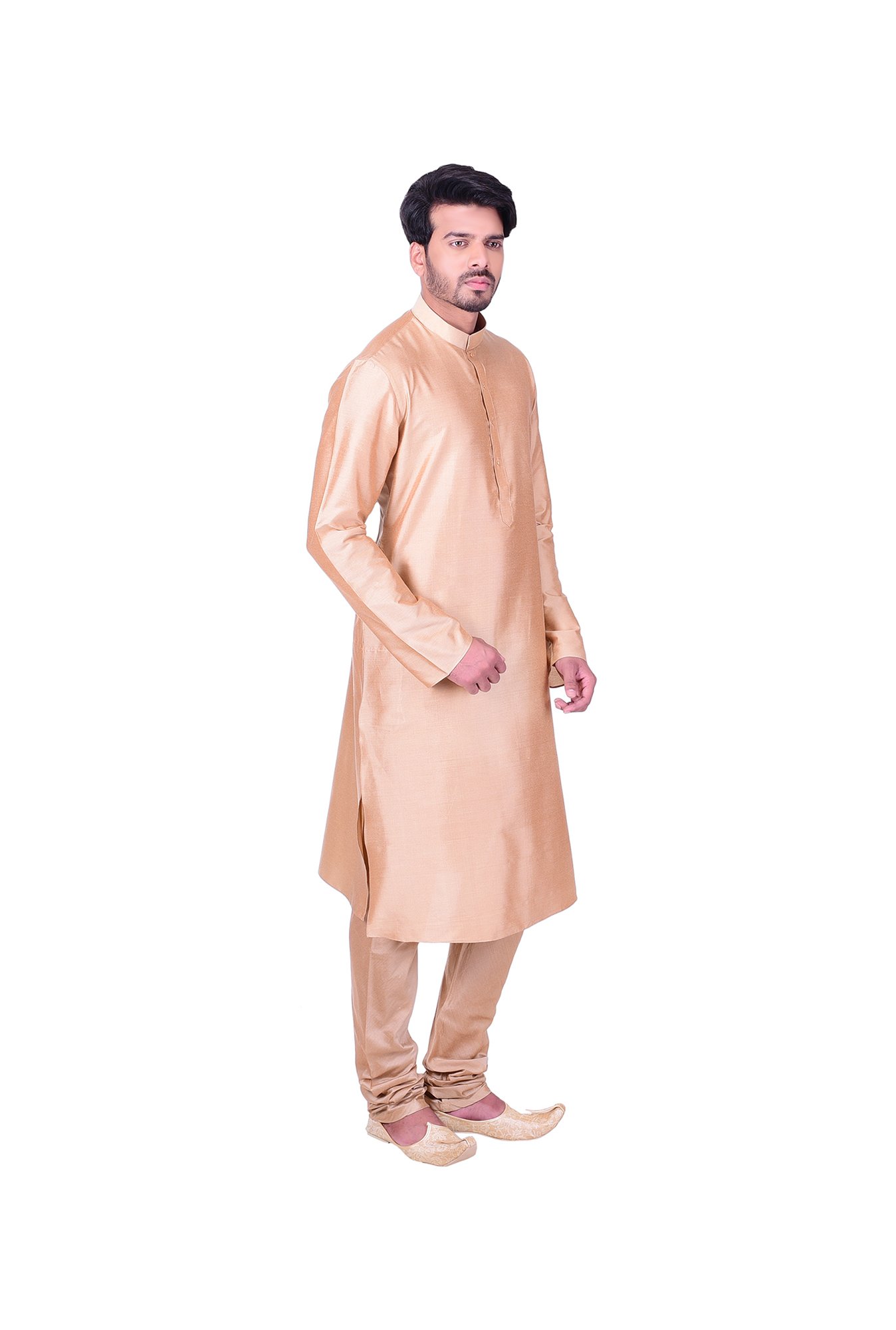 Manyavar Beige SolidKurta & Churidar Set