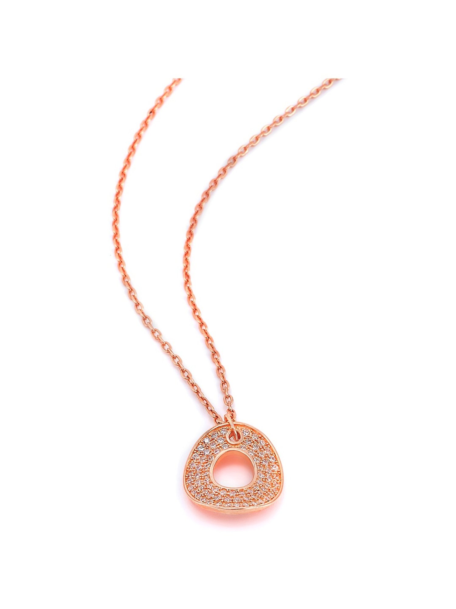 Silberry 92.5 Sterling Silver Rose Gold Shield Necklace