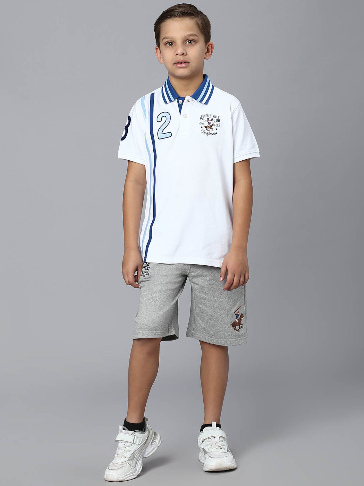 Beverly Hills Polo Club Kids White Printed Polo T-Shirt