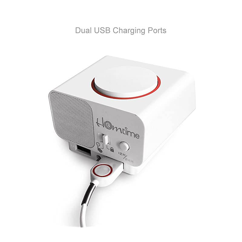 Alarm Clock for Bedroom with Dual USB Charger Ports for Beside Digital Clock Dimmable Snooze Whitewith AC Adapter