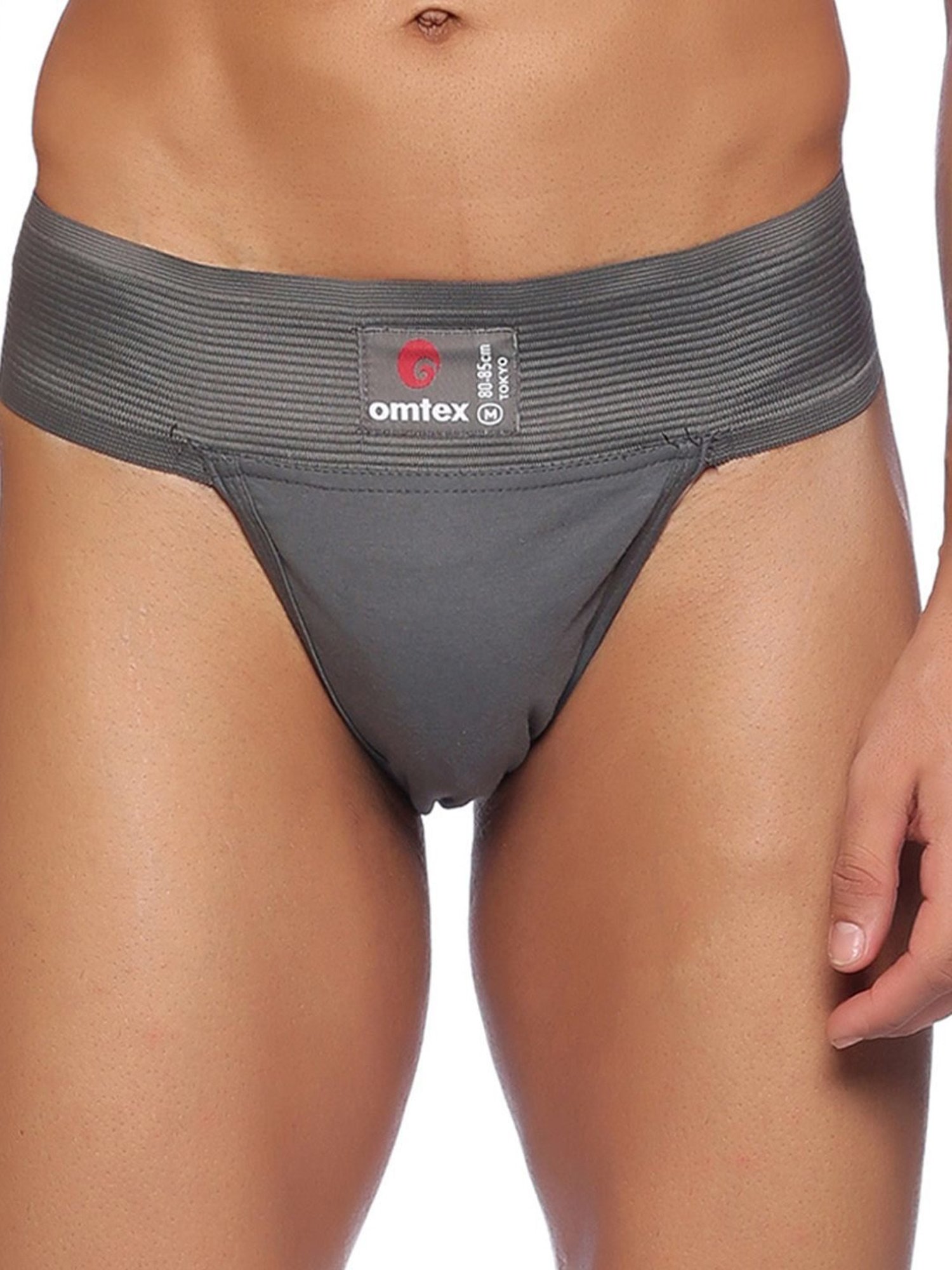 Omtex Men's Athletic Tokyo Back Covered Supporter Pack of 2 (Black & Grey) Size - XS