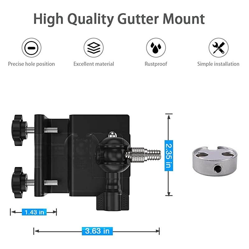 Weatherproof Gutter Mount Compatible with Nest Cam Outdoor - Metal Adapter -Nest Cam Accessories (Black)