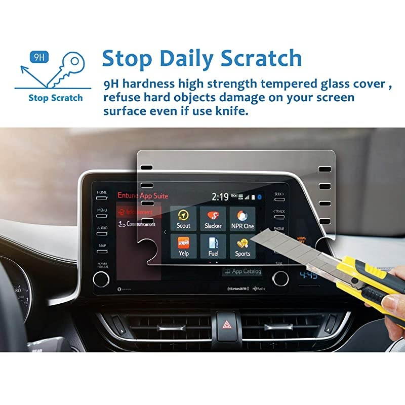 Car Navigation Screen Protector for 2019 2020 C-HR 8-Inch, Tempered Glass 9H Hardness Car Infotainment Stereo Display Center Touchscreen Protective Film