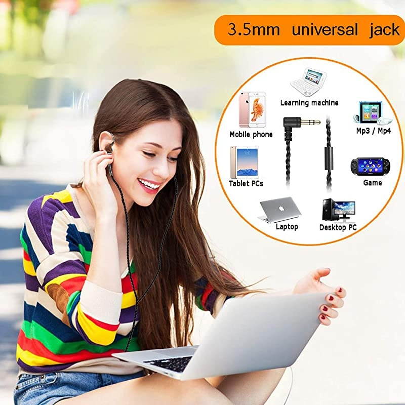 Monitors Newest Updated Version Wired Earbuds HeadphonesEarphonesHeadset Dual Drivers with MMCX Detachable Cables NoiseIsolating Sweatproof Earphones HiFi Stereo Wood Grain