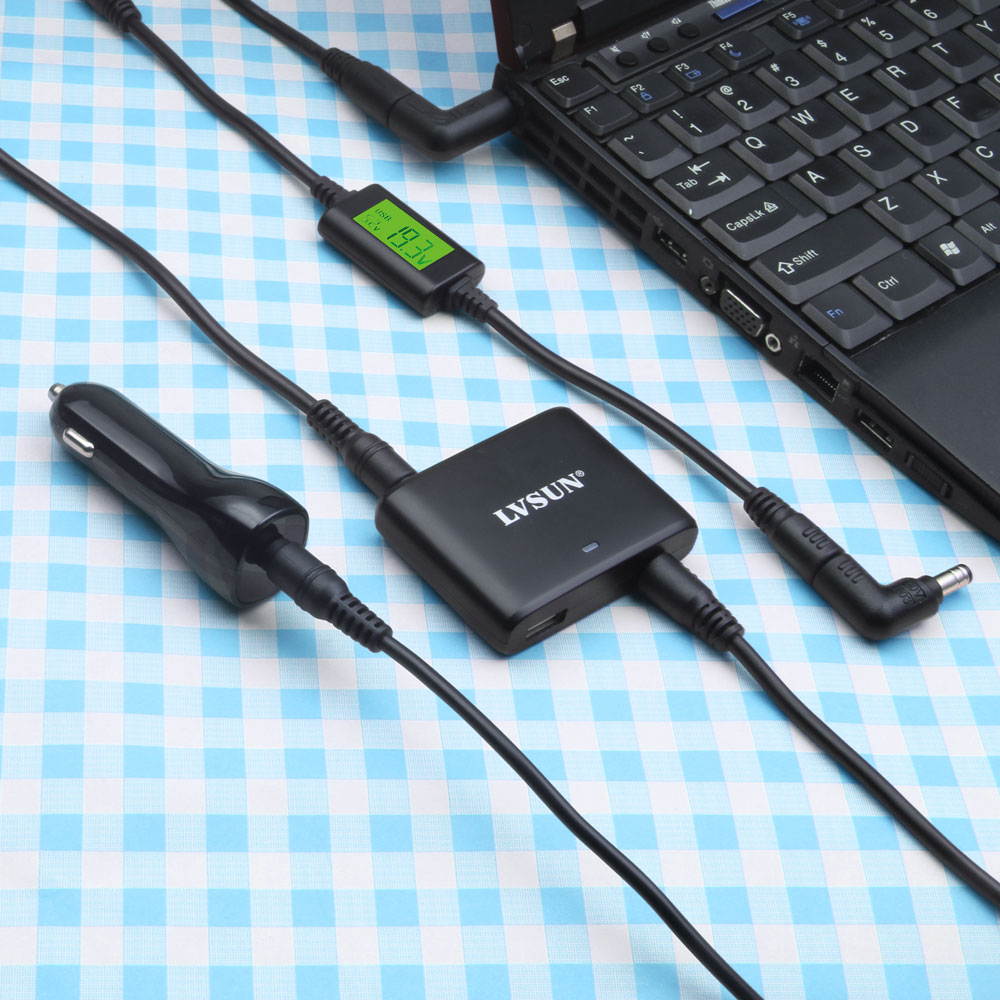 Lvsun Ultra Small 90w Laptop Dc Car Power Adapter Cigarette Lighter Power Adapter Dc Car Charger Hp/compaq 18.5v, Asus 19v, IBM 19v Gateway 19v, Toshiba 19v, Lenovo 20v, Hp 18.5v,19.5 Ultrabook. Etc