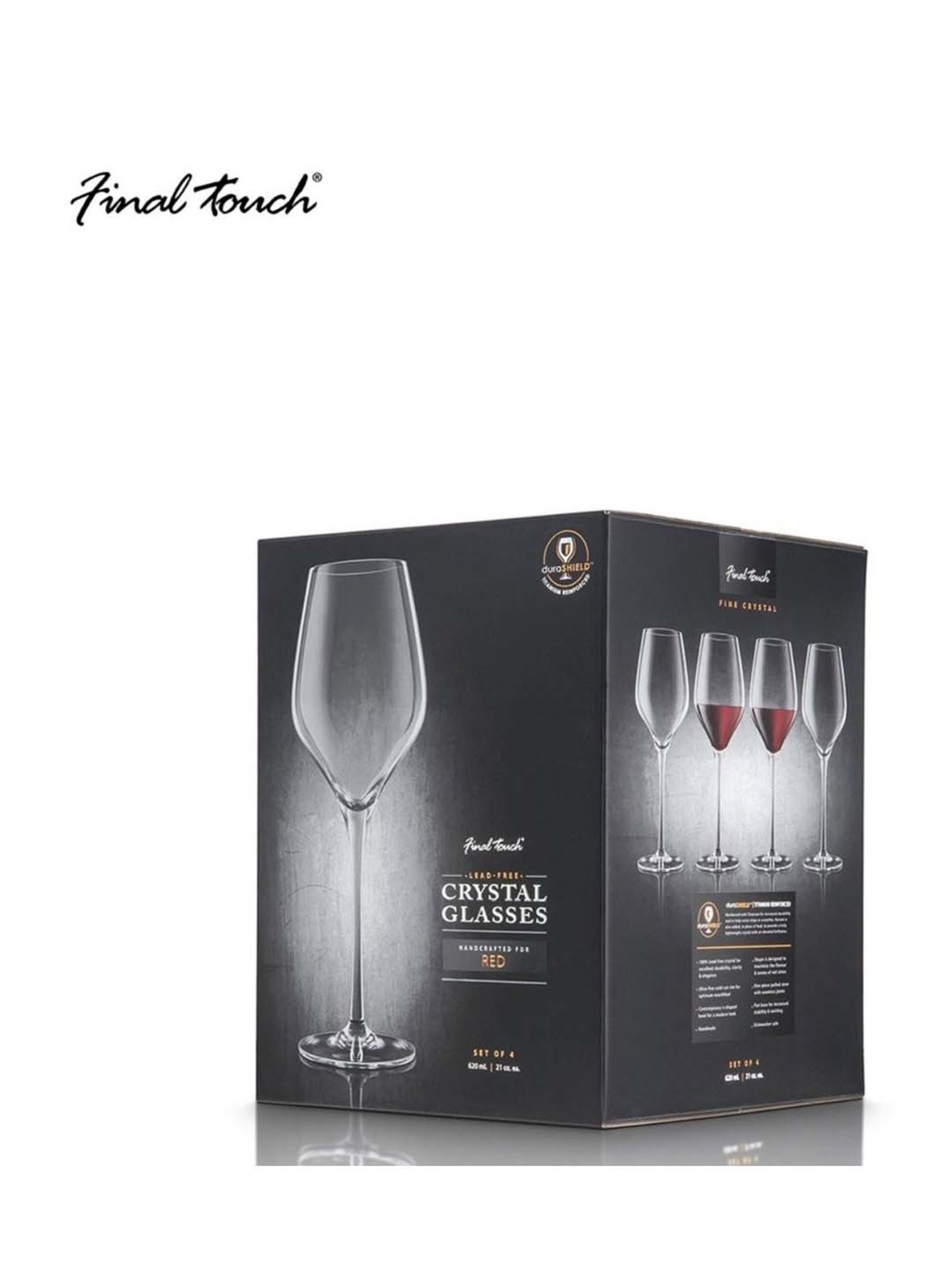 Final Touch 4-Piece Transparent Red Wine Glass Set