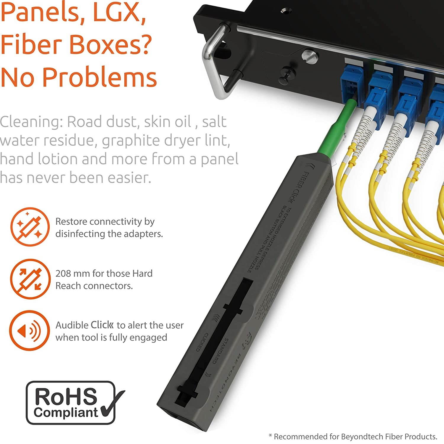 SC Fiber Cleaner Pen 2.5mm Compatible with (SC/ST/FC Fiber Optic Cleaner) - Beyondtech FiberClick Series