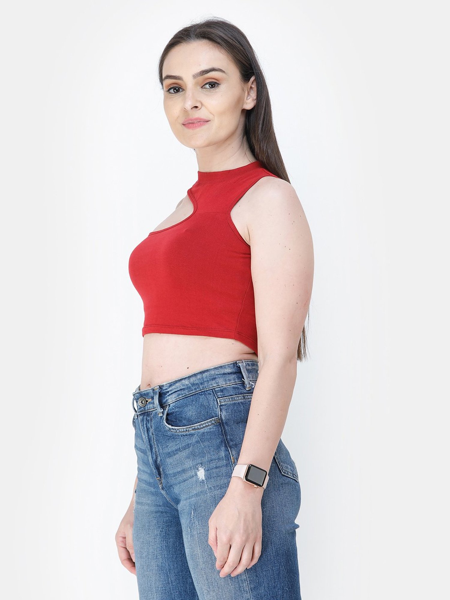 Cation Maroon Crop Top