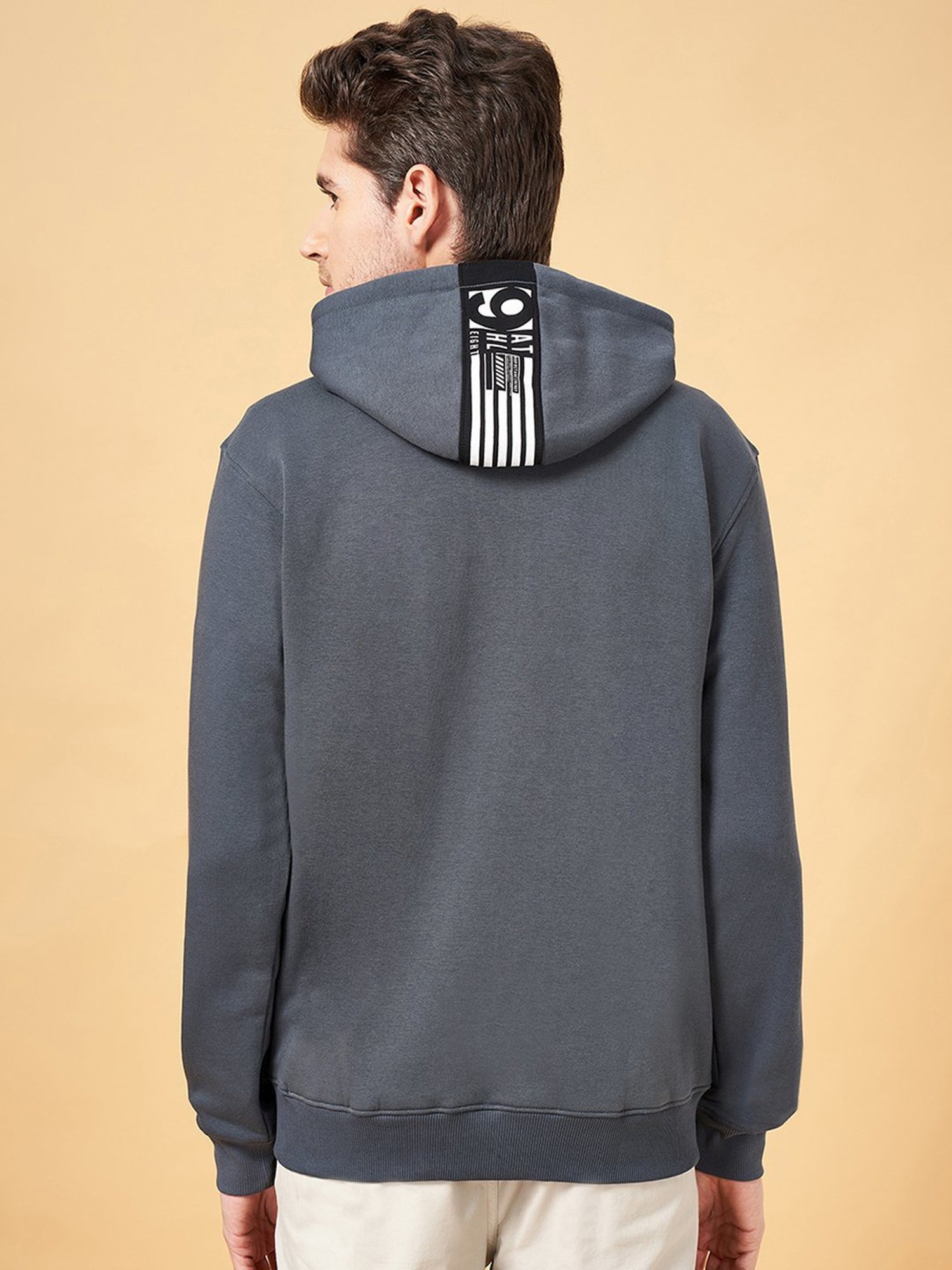 Urban Ranger By Pantaloons Grey Cotton Regular Fit Hooded Sweatshirt