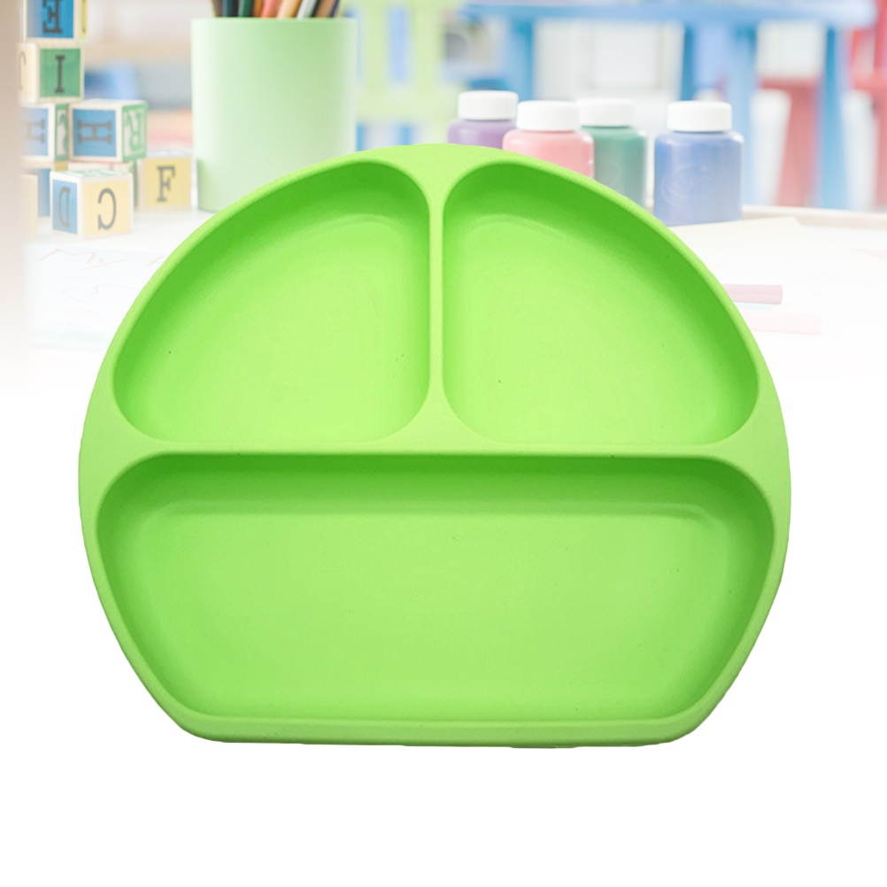 Silicone Divided Toddler Plates Reusable Non Skid Tableware Plates for Children Kids (Red)