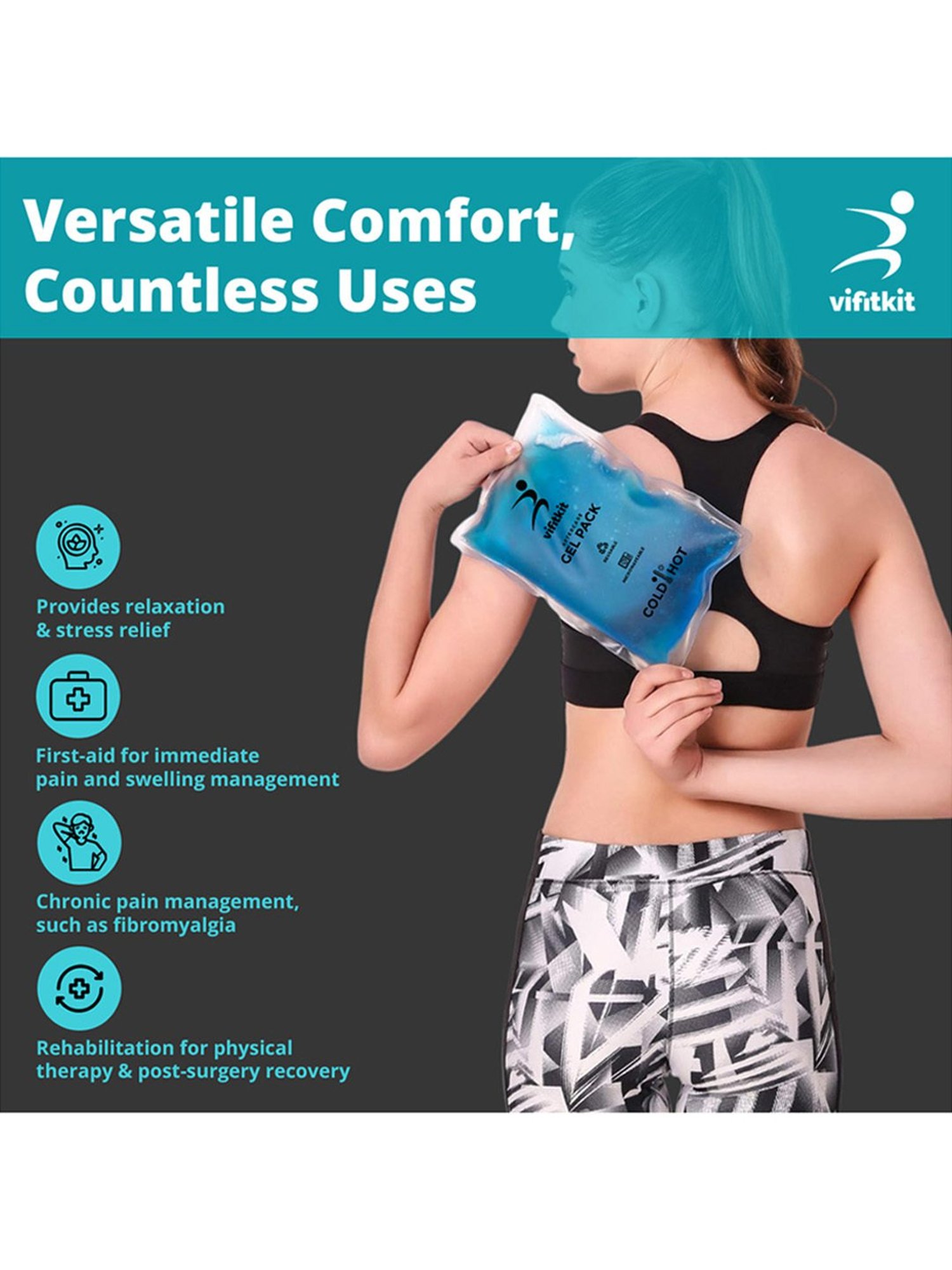 Vifitkit Reusable Hot and Cold Gel Pack (Blue) Size - Free Size