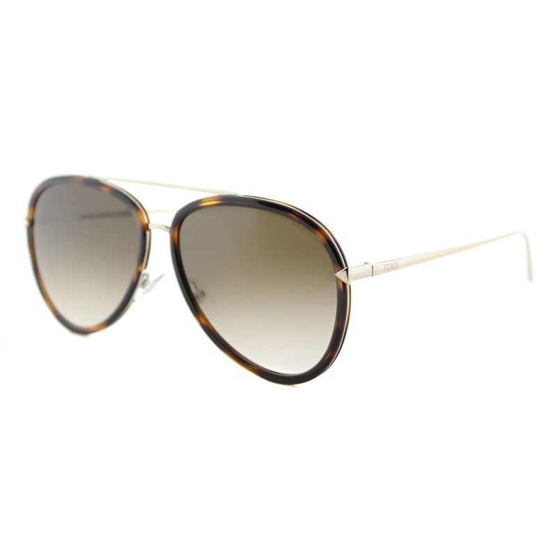 Fendi Funky Angle  V4Z Unisex Aviator Sunglasses Havana Gold 57mm