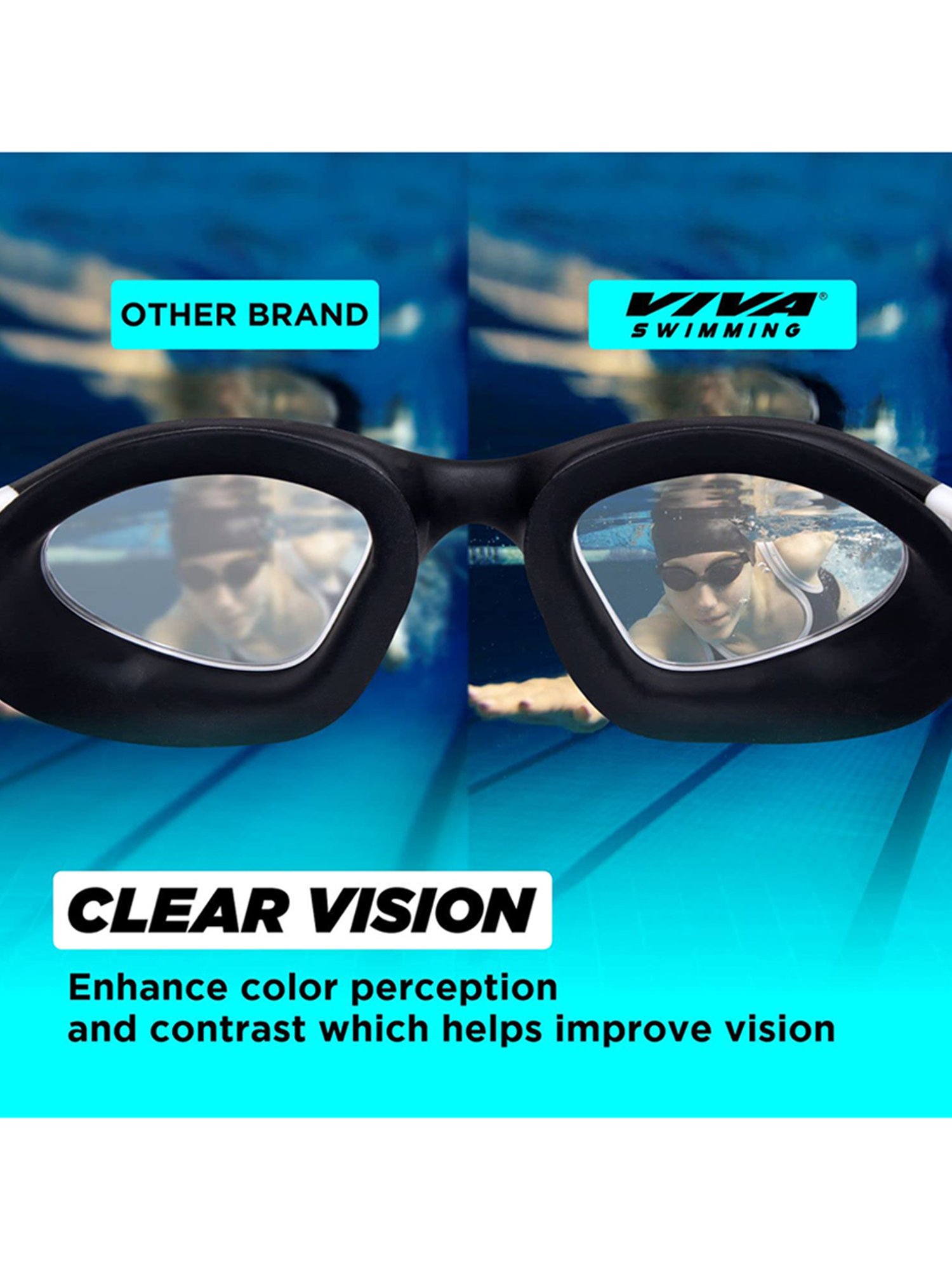 Viva Swimming Atlanta Anti-Fog, UV Protection Swimming Goggles (Black & White)