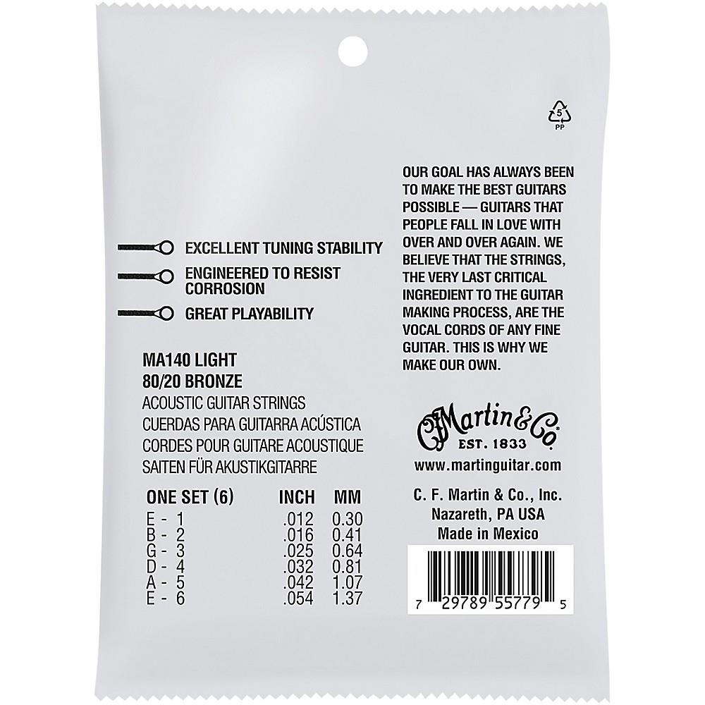 Martin MA140 SP 80/20 Bronze Light Authentic Acoustic Guitar Strings