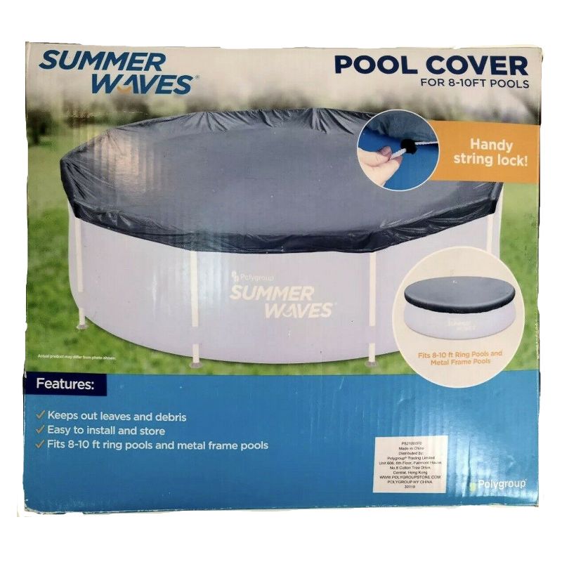 Summer Waves P521400F0 PVC 8 to 10 Foot Diameter Weather Resistant Above Ground Pool Cover, Blue
