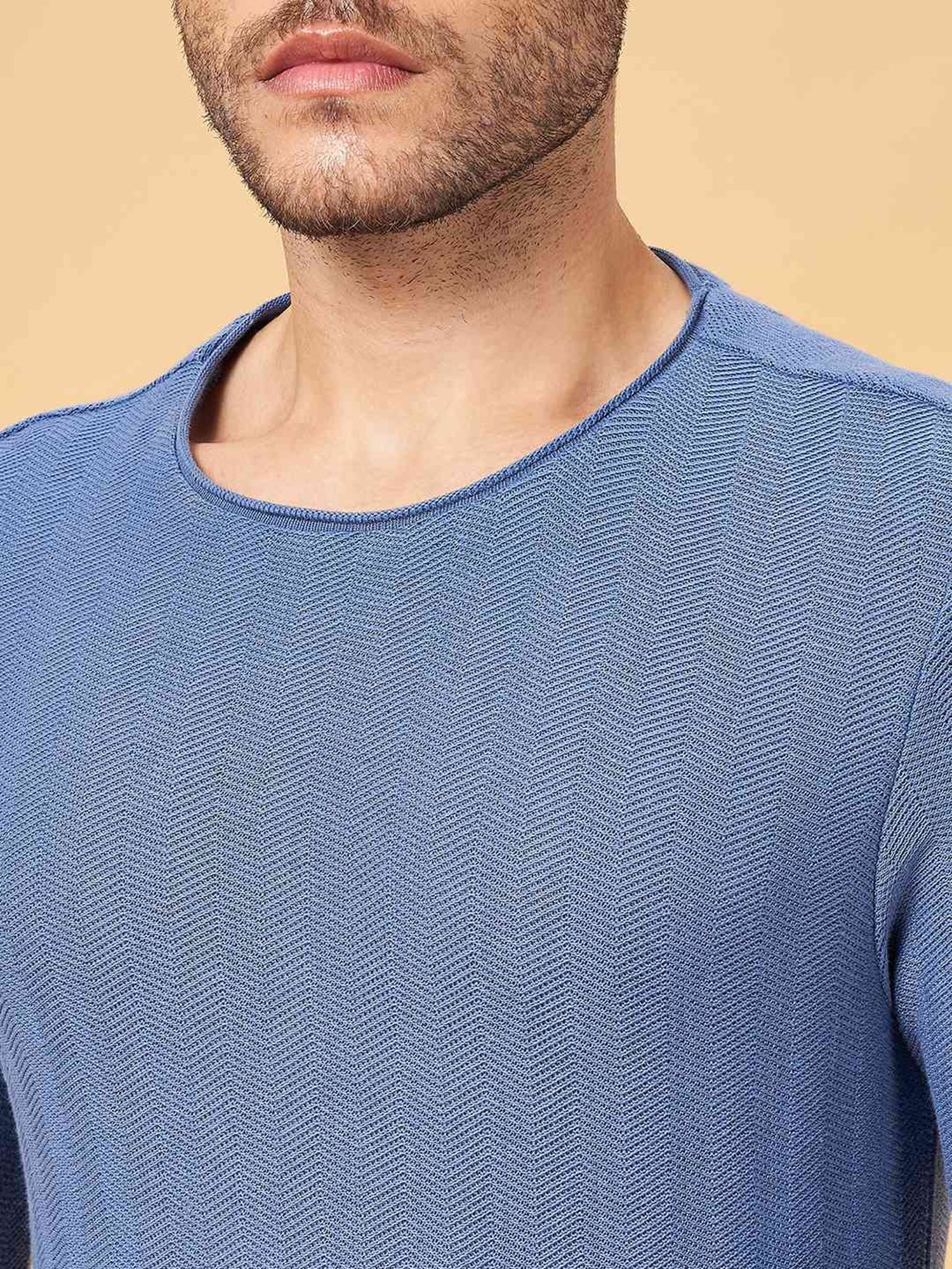7 Alt by Pantaloons Blue Slim Fit T-Shirt