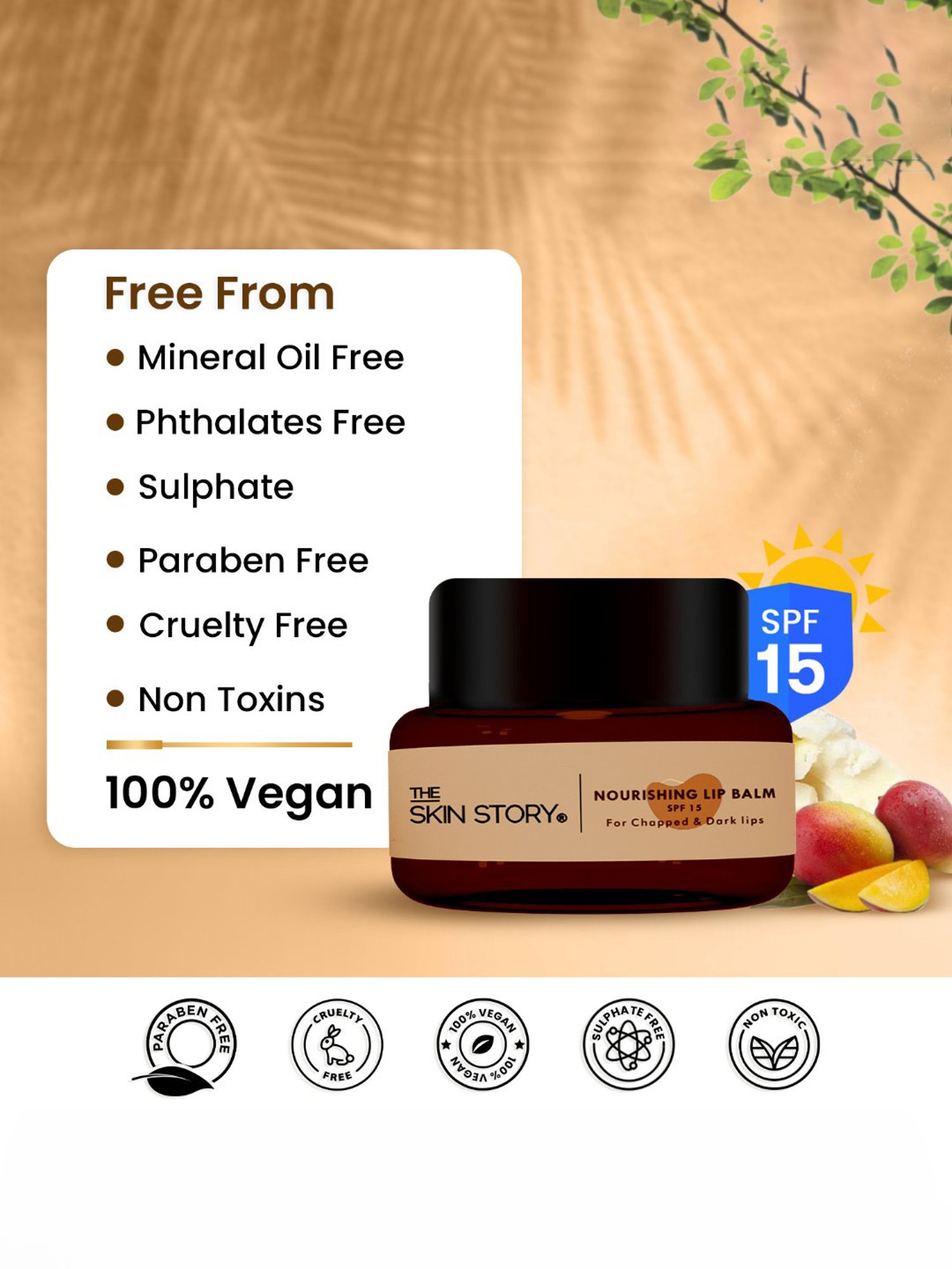 The Skin Story Almond Oil Nourishing Lip Balm SPF 15 for Chapped & Dark Lips - 25 gm