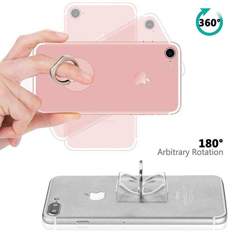 6pcs Transparent Cell Phone Ring Holder 360 Degree Rotation Finger Ring Grip Kickstand Compatible for Various Mobile Phones Smartphones 3 Square 3 Round Shape