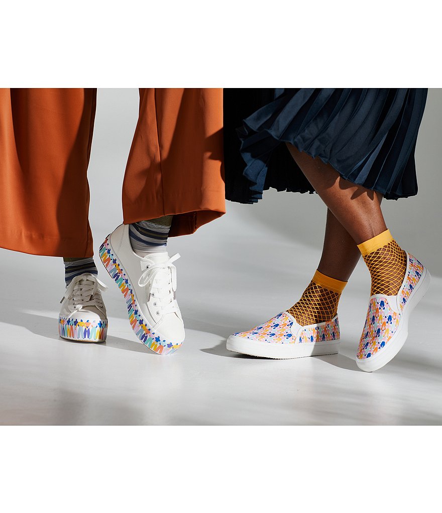 Keds Double Decker Rainbow People Print Slip-On Sneakers