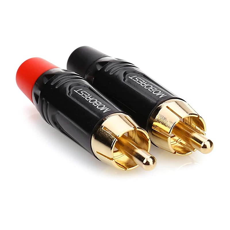 RCA Male Plug Adapter Audio Phono Gold Plated Solder 24K Gold Speaker Plugs RCA Jack Cable Connector Adapter(RCA Male-2pack)