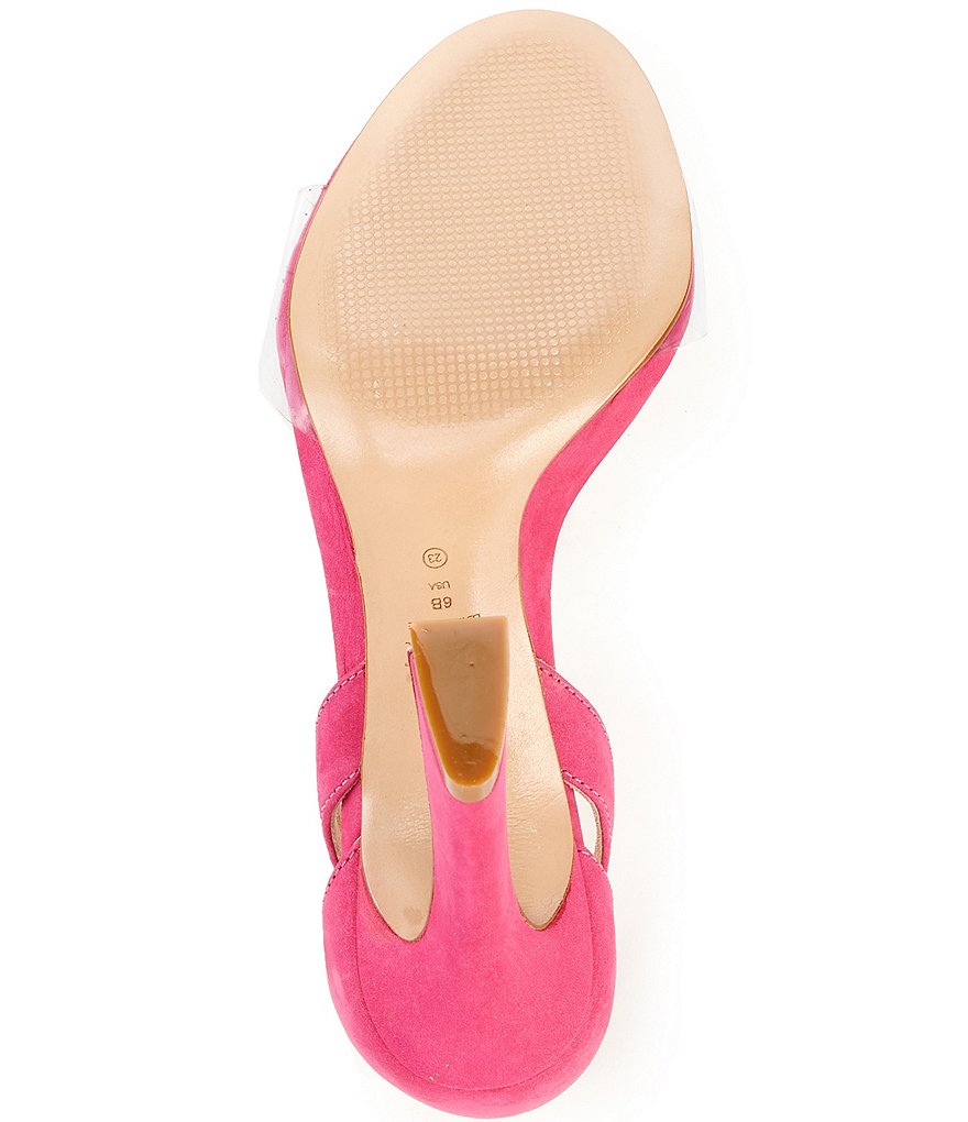 Schutz Kristy Suede Clear Vinyl Ankle Strap Dress Sandals