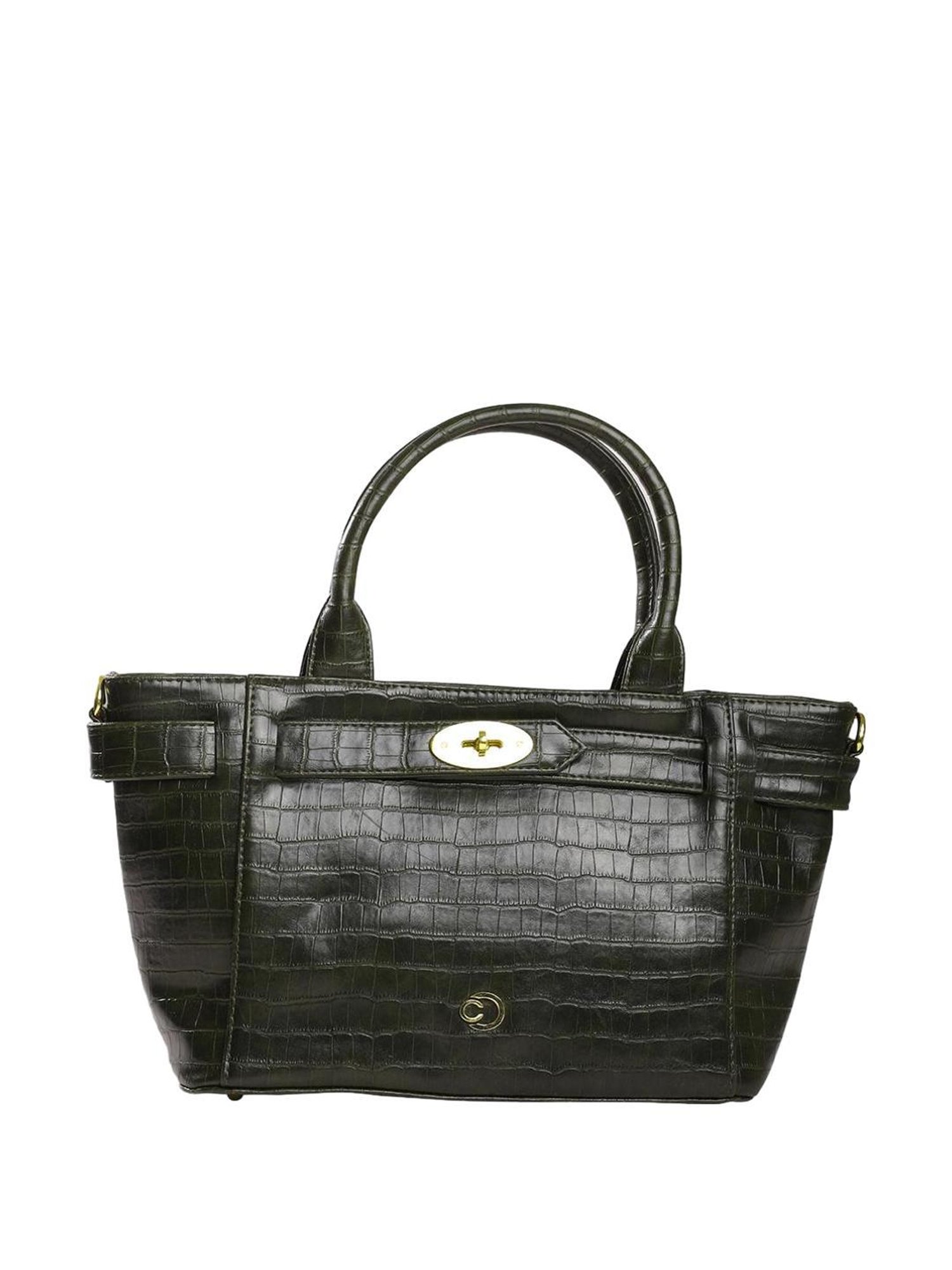 Caprese Treza Olive Faux Leather Solid Handbag