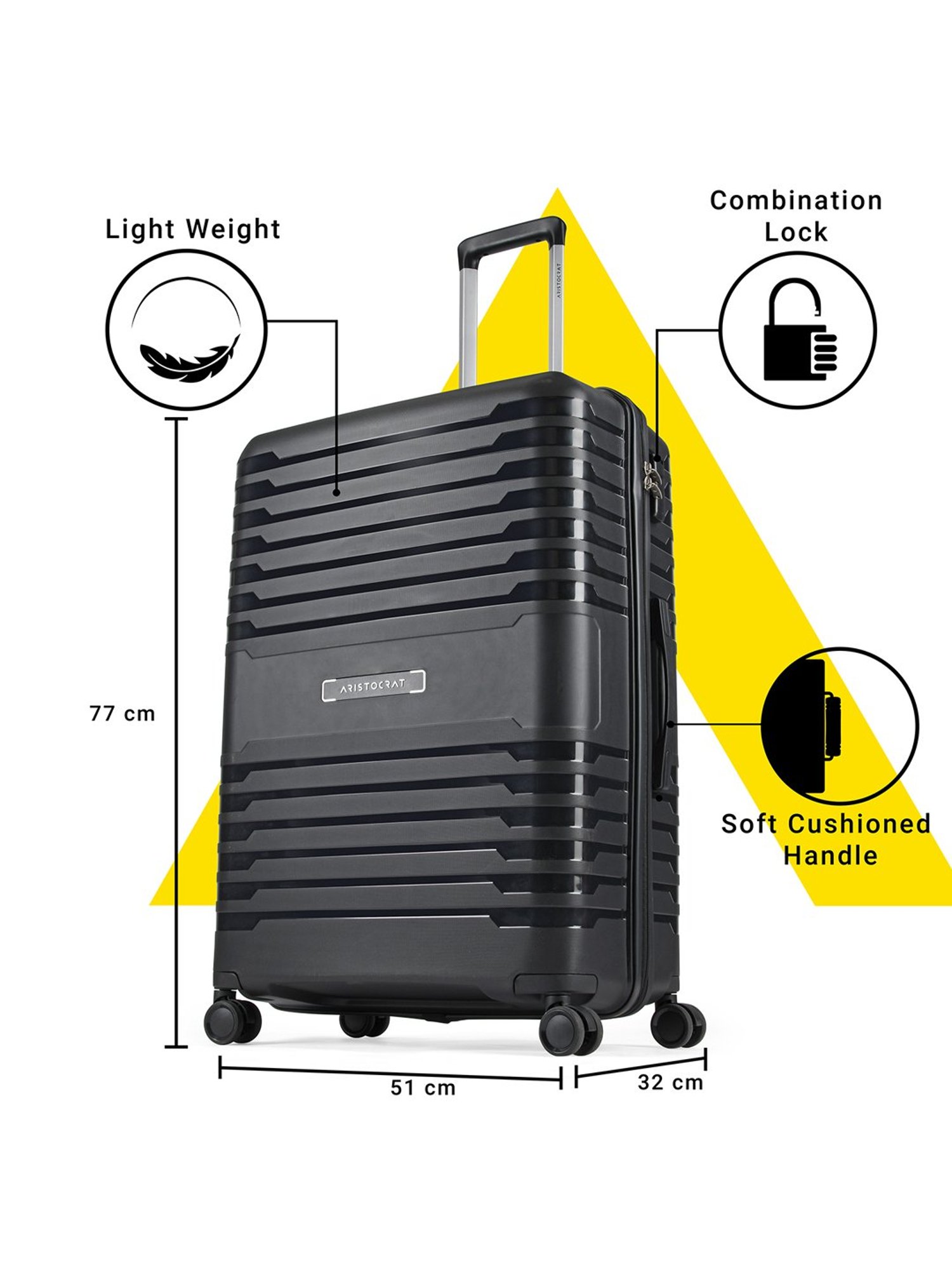 Skybags Salsa Red Solid Hard Medium Trolley Bag - 46 cm