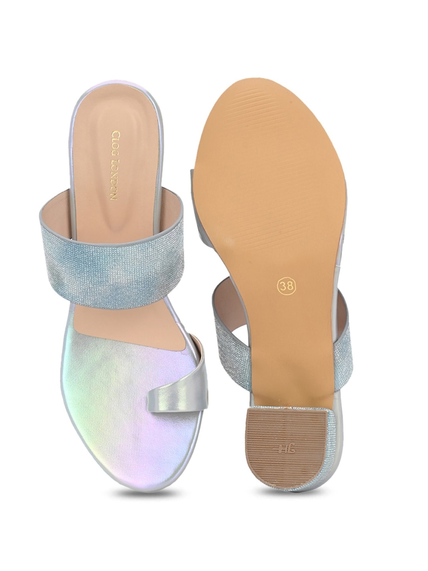 Clog London Women's Grey Toe Ring Sandals