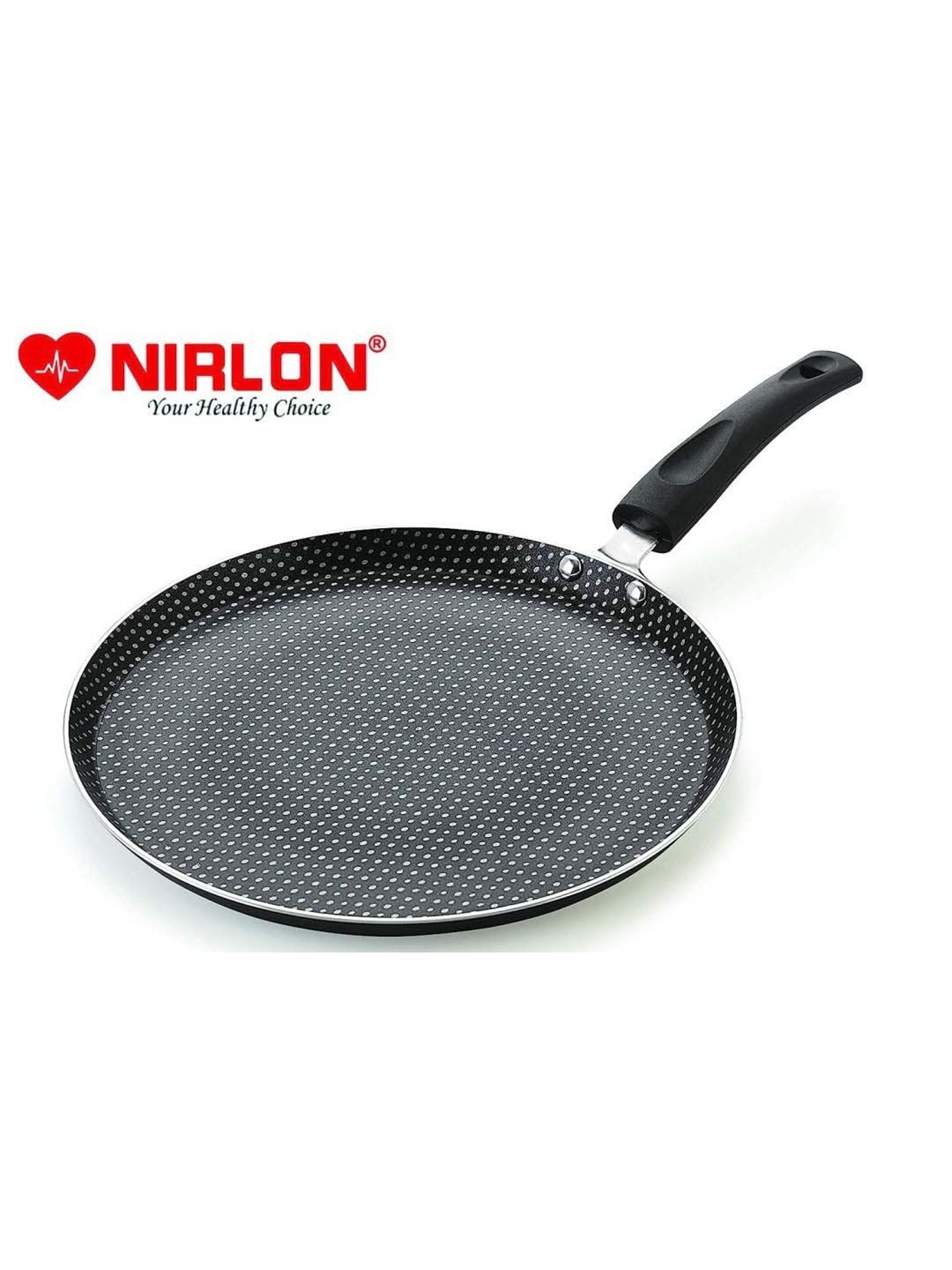 Nirlon Polka Dot Black Aluminium 26 cm Gas Non-Stick Flat Tawa (0.5 L)