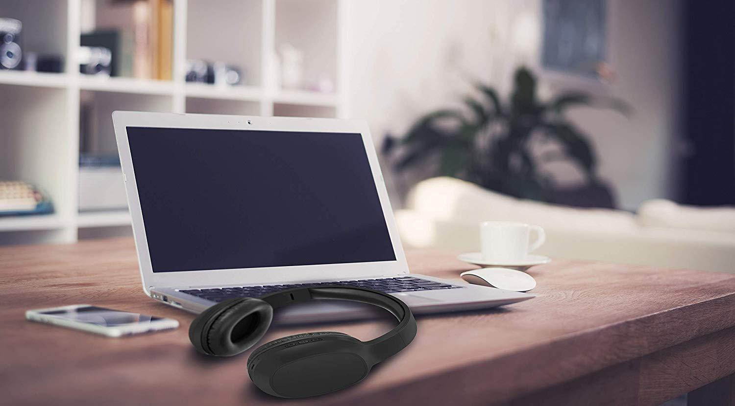 Bass 13 Balck Bluetooth Over The Head, Headphones- 8 Hours of Playtime, 40mm Drivers, Internal Mic, Volume Control, Noise Isolating