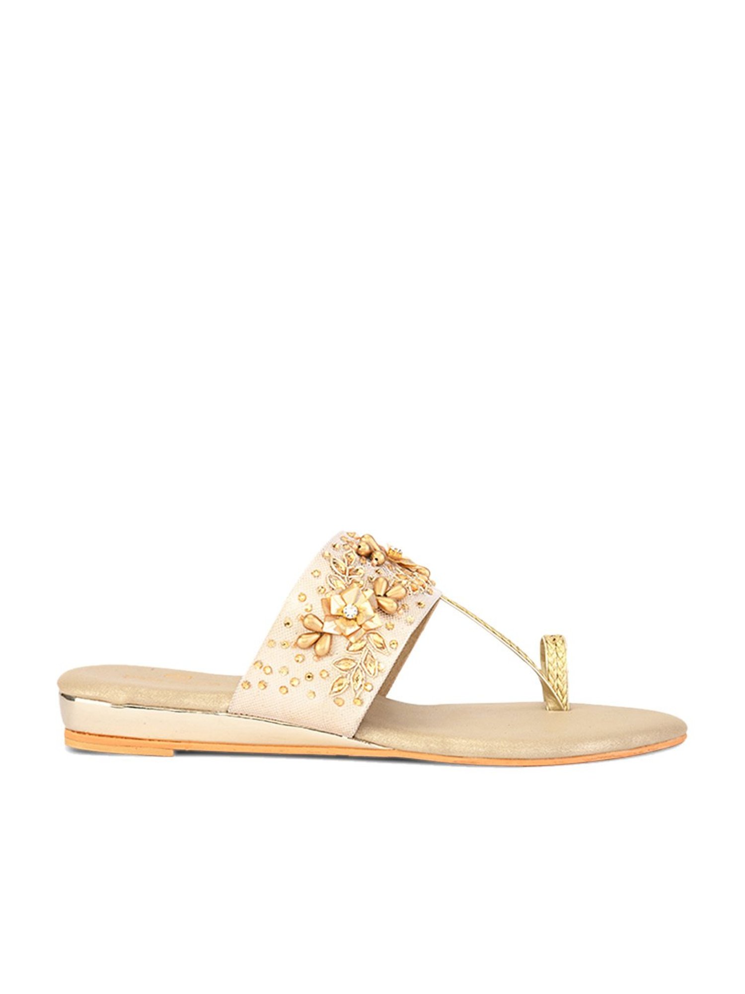 Pelle Albero Women's Gold Toe Ring Sandals