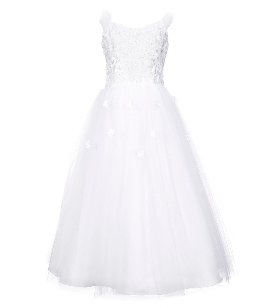 Us Angels Big Girls 7-14 3-D Floral Mesh Ball Gown