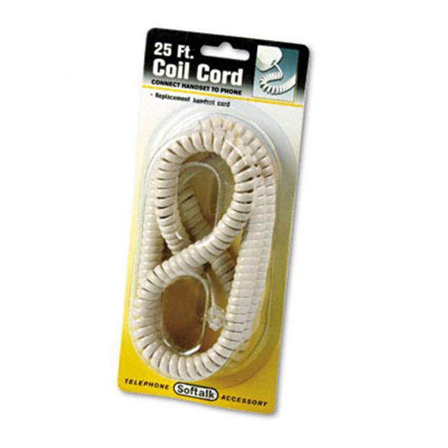 Softalk Coiled Phone Cord Plug/Plug 25 ft. Ivory 42265