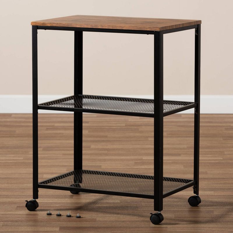Flash Furniture Castleberry Rustic Wood Grain and Iron Kitchen Serving and Bar Cart